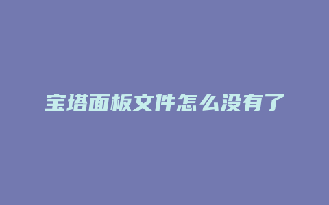 宝塔面板文件怎么没有了