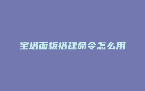 宝塔面板搭建命令怎么用