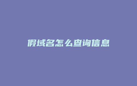 假域名怎么查询信息