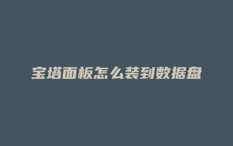 宝塔面板怎么装到数据盘