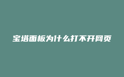 宝塔面板为什么打不开网页